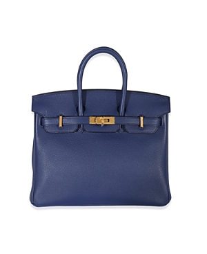 Shop Pre-owned Hermes  Hermes Birkin 25 Leather Handbag In Blue
