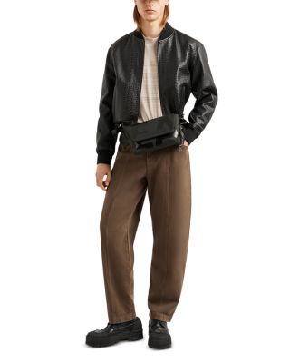 Zip Front Leather Logo Jacket