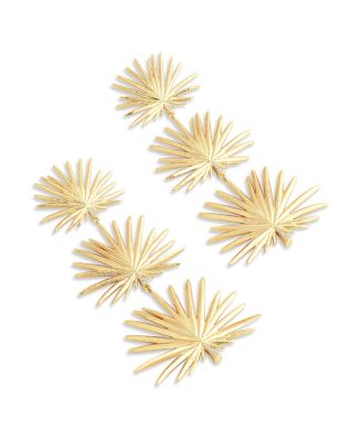 Triple Fan Palm Earrings in 18K Gold Plated