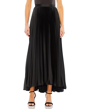 Shop Mac Duggal Long Pleated Satin Evening Skirt In Black