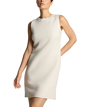 Shop St John Textured Knit Shift Dress In Ivory Multi