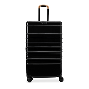Shop Beis The Glossy Large Check In Roller Suitcase In Black