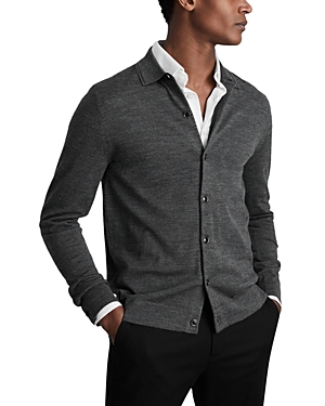 Shop Reiss Forbes Heathered Cardigan In Derby Grey