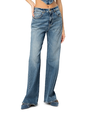 Shop Pinko Wanda High Rise Straight Jeans In Dark Vintage Wash