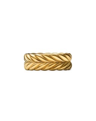 Men's 18K Yellow Gold Chevron Double Row Band, 9mm