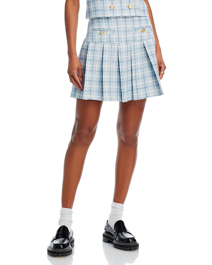 Blue Aqua Plaid Tartan Women's Skirt