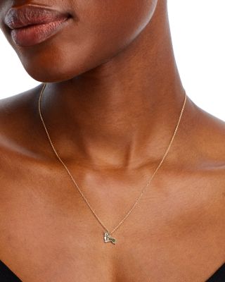 14K Yellow Gold White Sapphire Corgi Pendant Necklace, 16-18&amp;quot;