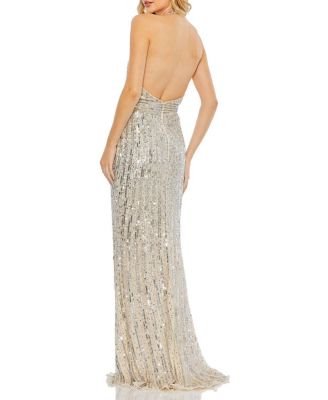 Sequined Halter Strap Trumpet Gown
