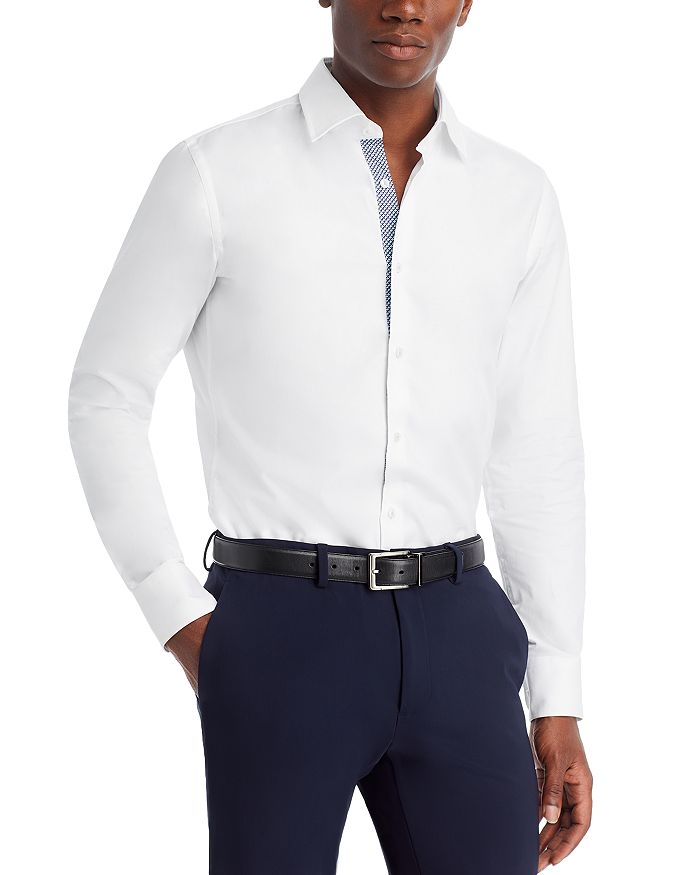 Men's Solid White Cotton Blend Slim Fit Shirt (We have more Braveman suits Call 1-844-650-3963 to order) main image 0