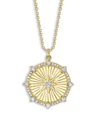 Moon & Meadow - 14K Yellow Gold Kate Diamond Starburst Medallion Pendant Necklace, 18"