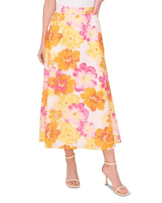 CeCe - Floral Print Midi Skirt