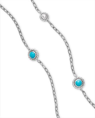 Pearl Classics Station Chain Necklace in Sterling Silver with Stone, 4mm