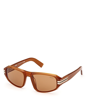 Shop Zegna Shield Sunglasses, 58mm In Brown/brown Solid