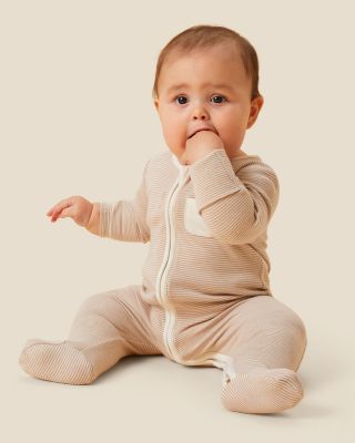 Unisex Striped Clever Zip Footie - Baby
