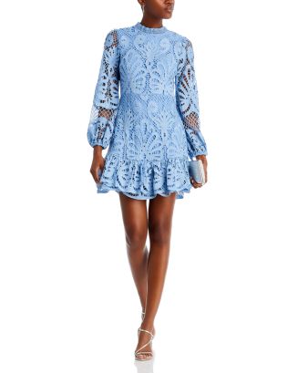 AQUA Long Sleeve Lace Dress - Exclusive | Bloomingdale's Women Dresses 