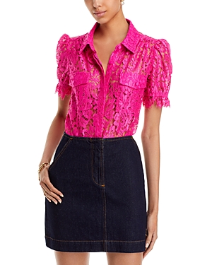Shop Generation Love Mina Lace Shirt In Hot Pink