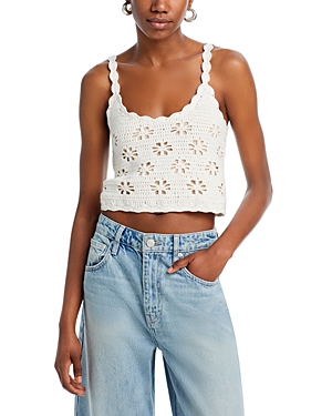 Shop Line & Dot Fontana Crocheted Eyelet Cropped Top In Ivory