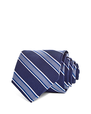 Shop The Men's Store At Bloomingdale's Striped Silk Classic Tie - 100% Exclusive In Navy/blue