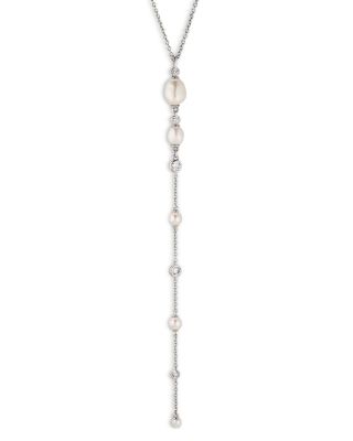 Nadri Siren Pave, Imitation & Cultured Freshwater Pearl Lariat Necklace, 16-18