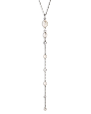 Siren Pave, Imitation & Cultured Freshwater Pearl Lariat Necklace, 16-18