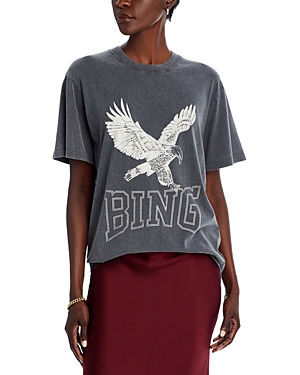 Shop Anine Bing Lili Retro Eagle Graphic Tee In Washed Black