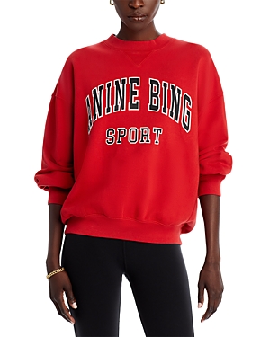 Shop Anine Bing Jaci Logo Sweatshirt In Red