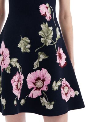 Oscar de la Renta Poppy Print Jacquard Fit & Flare Dress | Bloomingdale's  Women