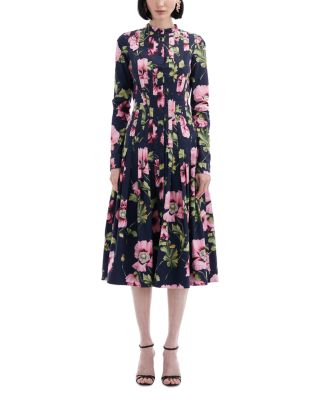 Oscar de la Renta - Floral Print Pleated Dress