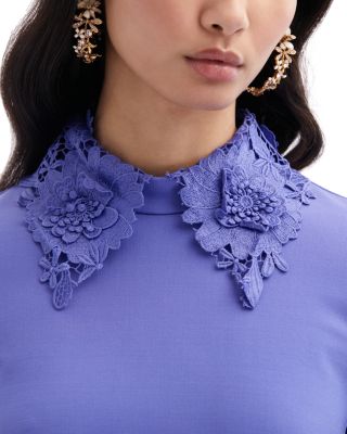 Oscar de la Renta Floral Collared Mini Dress