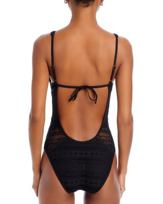 Color Play Plunge Neck One Piece Swimsuit
