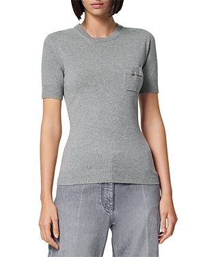 Shop Versace Short Sleeve Cashmere Sweater In Concrete