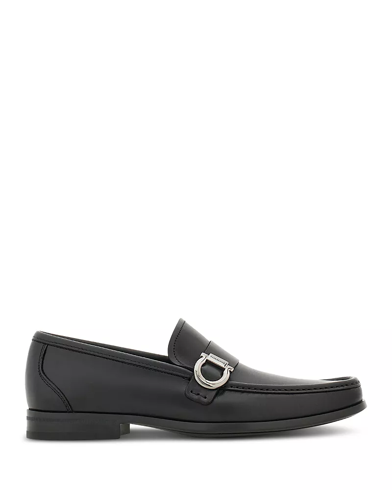 Ferragamo Men's Caspian Gancio Leather Loafers