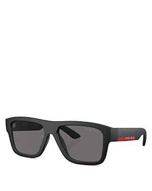 Prada Square Sunglasses, 56mm In Black/gray Polarized Solid