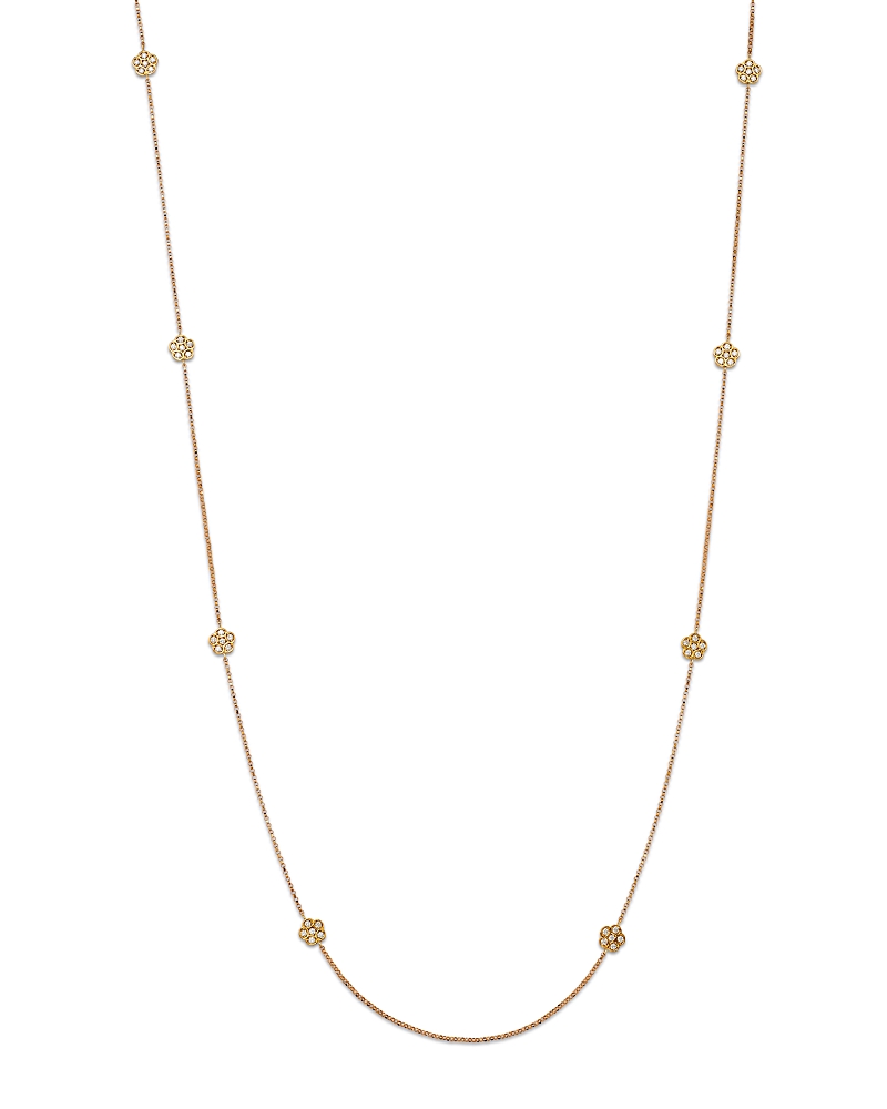 Roberto Coin 18k Yellow Gold Daisy By The Inch Diamond Flower Long Statement Necklace, 36 In Gold