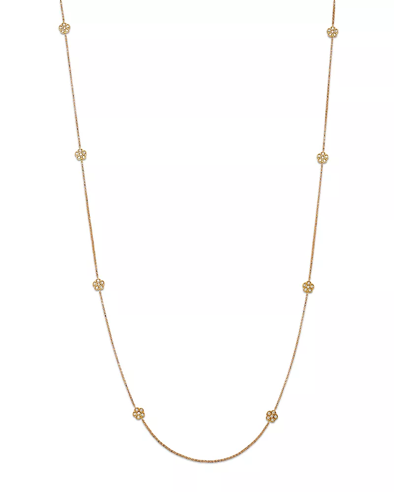 Roberto Coin 18K Yellow Gold Daisy By The Inch Diamond Flower Long Statement Necklace, 36