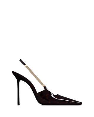 Saint Laurent Blake Slingback Pumps in Tortoiseshel Patent Leather