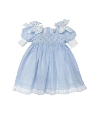 Petite Maison Kids - Girls' Charlotte Baby Blue Linen Dress- Baby, Little Kid, Big Kid