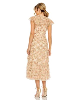 Ruffle Tiered Short Sleeve A Line Dress