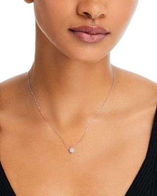 Diamond Flower Cluster Pendant Necklace in 14K White Gold, 0.25 tcw