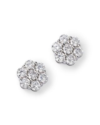 Bloomingdale's Fine Collection - Diamond Flower Cluster Stud Earrings in 14K White Gold, 2.0 ct. t.w.