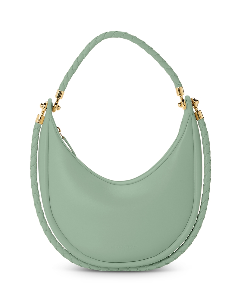 Shop Bottega Veneta Hula Hoop Leather Shoulder Bag In New Sauge/brass