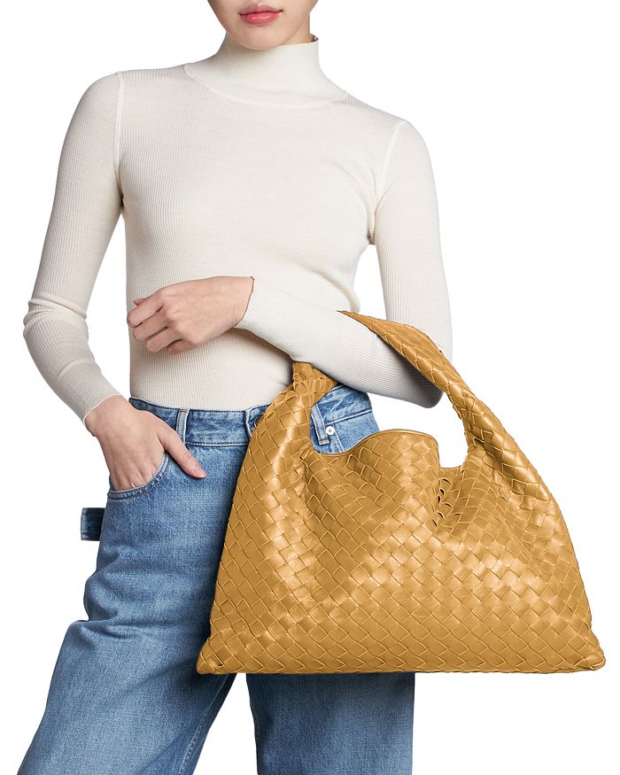 Shop Bottega Veneta Hop Small Shoulder Bag In Dark Praline/brass