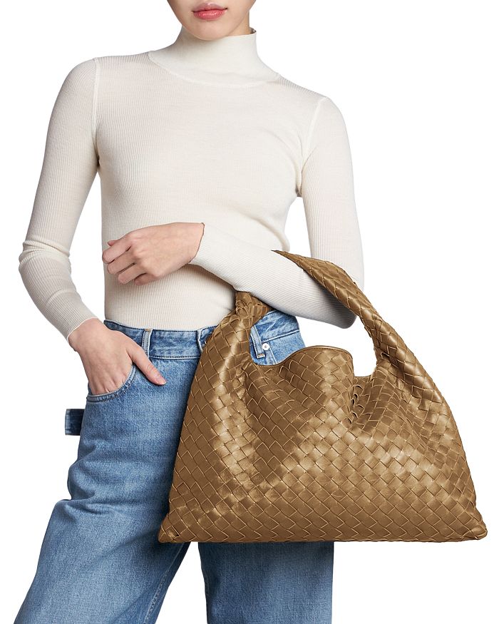 Bottega Veneta Hop Shoulder Bag Small Dark Praline In Dark Praline/brass