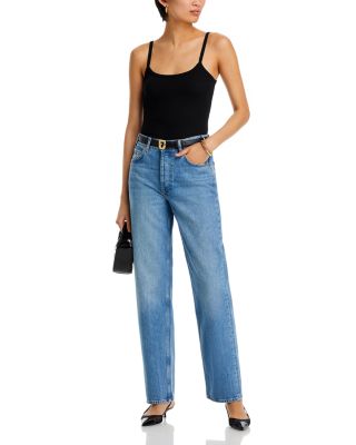 【関税込み】ANINE BING ブルー Gavin ジーンズ Anine Bing Gavin Mid Rise Long Jeans in Washed Blue