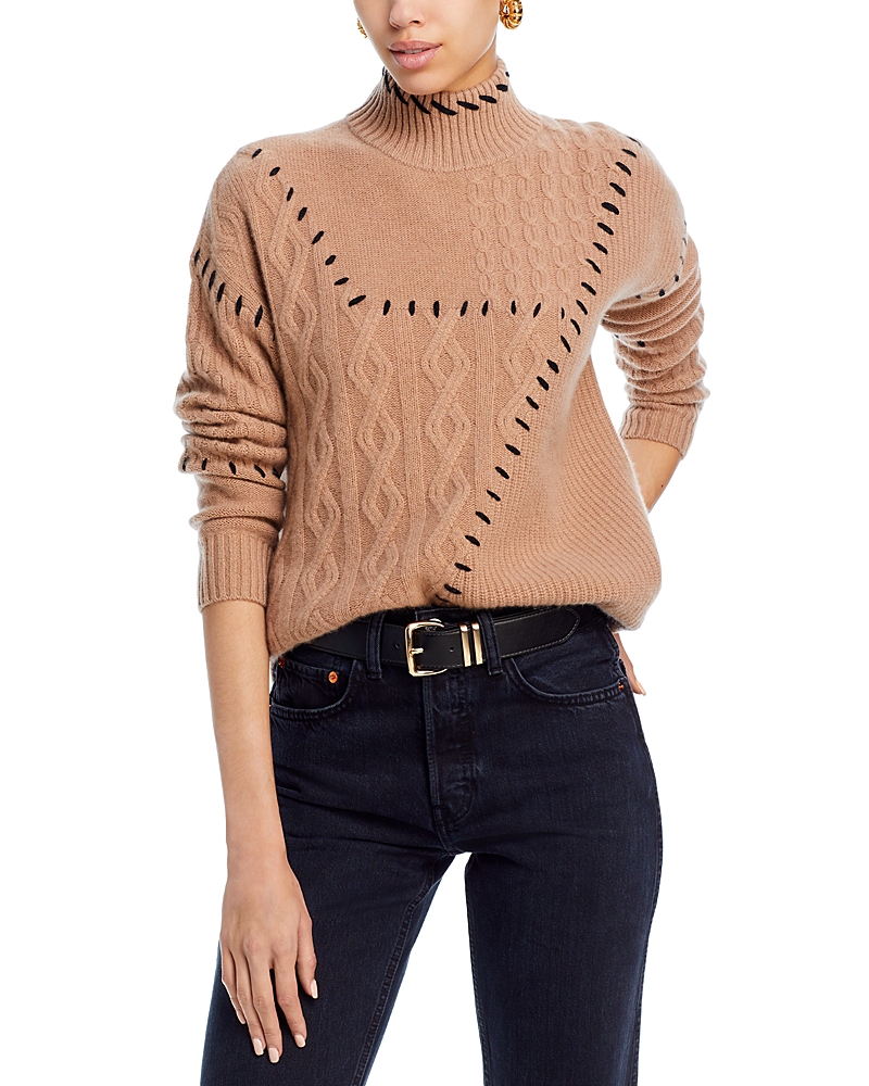 C by Bloomingdale's Cashmere Whipstitch Cable Mixed Knit Cashmere Sweater - Exclusive
