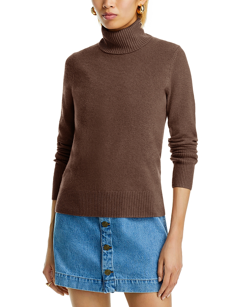 Shop Aqua Cashmere Turtleneck Cashmere Sweater - Exclusive In Mushroom