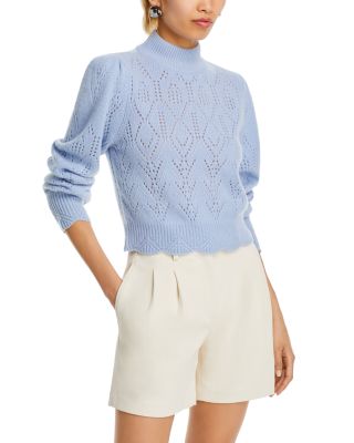 Aqua Cashmere Pointelle Mock Neck Sweater - Exclusive