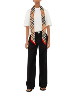 Skinny Reversible Check Silk Scarf