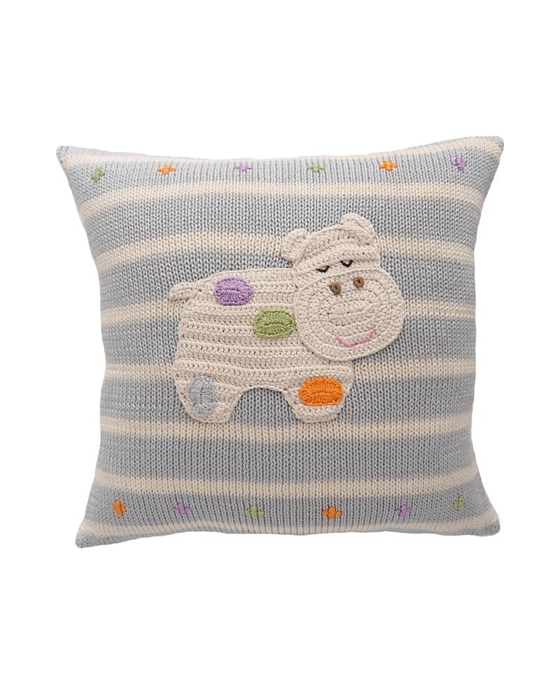 Shop Melange Collection Knit Cotton 10 Hippo Pillow In Grey