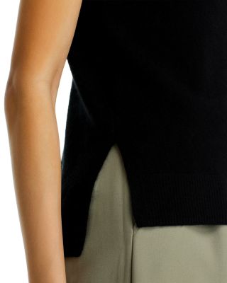 100% Cashmere Split Hem Turtleneck Tank - Exclusive